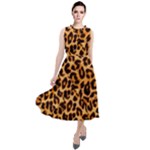 Giraffe Texture, Close-up, Giraffe Skin Texture Round Neck Boho Dress