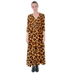 Giraffe Texture, Close-up, Giraffe Skin Texture Button Up Maxi Dress