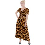 Giraffe Texture, Close-up, Giraffe Skin Texture Button Up Short Sleeve Maxi Dress