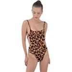 Giraffe Texture, Close-up, Giraffe Skin Texture Tie Strap One Piece Swimsuit