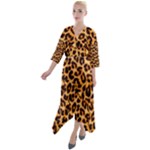 Giraffe Texture, Close-up, Giraffe Skin Texture Quarter Sleeve Wrap Front Maxi Dress