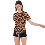 Giraffe Texture, Close-up, Giraffe Skin Texture Asymmetrical Short Sleeve Sports T-Shirt