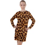 Giraffe Texture, Close-up, Giraffe Skin Texture Long Sleeve Hoodie Dress