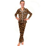 Giraffe Texture, Close-up, Giraffe Skin Texture Kids  Satin Long Sleeve Pajamas Set