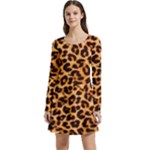 Giraffe Texture, Close-up, Giraffe Skin Texture Long Sleeve Velour Skater Dress