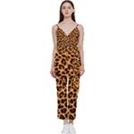 Giraffe Texture, Close-up, Giraffe Skin Texture V-Neck Camisole Jumpsuit