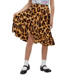 Giraffe Texture, Close-up, Giraffe Skin Texture Kids  Ruffle Flared Wrap Midi Skirt