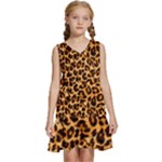 Giraffe Texture, Close-up, Giraffe Skin Texture Kids  Sleeveless Tiered Mini Dress