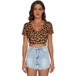 Giraffe Texture, Close-up, Giraffe Skin Texture V-Neck Crop Top