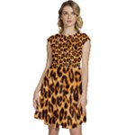 Giraffe Texture, Close-up, Giraffe Skin Texture Cap Sleeve High Waist Dress