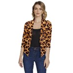 Giraffe Texture, Close-up, Giraffe Skin Texture Women s Draped Front 3/4 Sleeve Shawl Collar Jacket