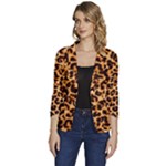 Giraffe Texture, Close-up, Giraffe Skin Texture Women s One-Button 3/4 Sleeve Short Jacket