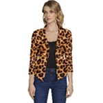 Giraffe Texture, Close-up, Giraffe Skin Texture Women s Casual 3/4 Sleeve Spring Jacket