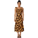 Giraffe Texture, Close-up, Giraffe Skin Texture Tie-Strap Tiered Midi Chiffon Dress