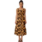 Giraffe Texture, Close-up, Giraffe Skin Texture Square Neckline Tiered Midi Dress