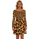 Giraffe Texture, Close-up, Giraffe Skin Texture Long Sleeve Wide Neck Velvet Dress