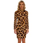 Giraffe Texture, Close-up, Giraffe Skin Texture Long Sleeve Shirt Collar Bodycon Dress