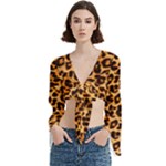 Giraffe Texture, Close-up, Giraffe Skin Texture Trumpet Sleeve Cropped Top