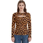 Giraffe Texture, Close-up, Giraffe Skin Texture Women s Cut Out Long Sleeve T-Shirt