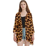 Giraffe Texture, Close-up, Giraffe Skin Texture Open Front 3/4 Sleeve Batwing Chiffon Cardigan Kimono