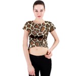 Giraffe Texture, Macro Crew Neck Crop Top