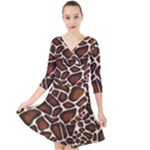 Giraffe Texture, Macro Quarter Sleeve Front Wrap Dress