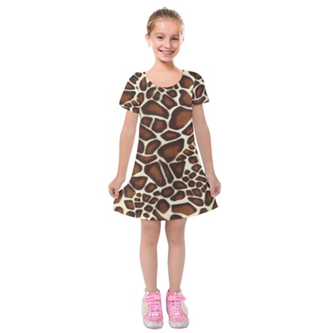 Giraffe Texture, Macro Kids  Short Sleeve Velvet Dress from ArtsNow.com