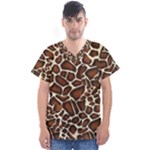 Giraffe Texture, Macro Men s V-Neck Scrub Top