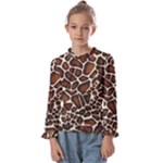 Giraffe Texture, Macro Kids  Frill Detail T-Shirt