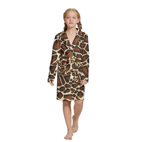 Giraffe Texture, Macro Kids  Long Sleeve Velvet Lounge Robe from ArtsNow.com