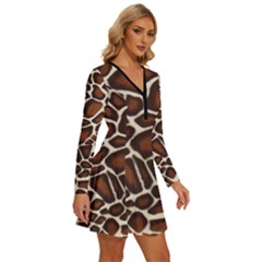 Long Sleeve Deep V Mini Dress  