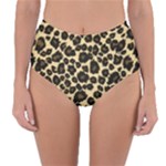 Jaguar Skin Texture, Jaguar Wool Texture, Yellow Reversible High-Waist Bikini Bottoms