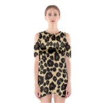 Jaguar Skin Texture, Jaguar Wool Texture, Yellow Shoulder Cutout One Piece Dress