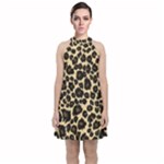 Jaguar Skin Texture, Jaguar Wool Texture, Yellow Velvet Halter Neckline Dress 