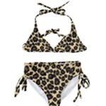 Jaguar Skin Texture, Jaguar Wool Texture, Yellow Kids  Classic Bikini Set