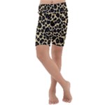 Jaguar Skin Texture, Jaguar Wool Texture, Yellow Kids  Lightweight Velour Cropped Yoga Leggings