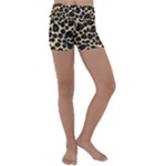 Jaguar Skin Texture, Jaguar Wool Texture, Yellow Kids  Lightweight Velour Yoga Shorts