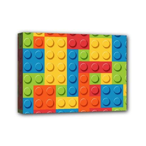 Lego Bricks, Colorful Dots Background Mini Canvas 7  x 5  (Stretched) from ArtsNow.com