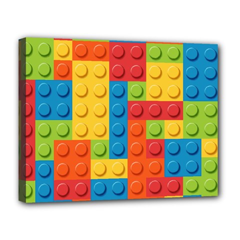 Lego Bricks, Colorful Dots Background Canvas 14  x 11  (Stretched) from ArtsNow.com