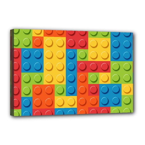 Lego Bricks, Colorful Dots Background Canvas 18  x 12  (Stretched) from ArtsNow.com