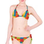 Lego Bricks, Colorful Dots Background Classic Bikini Set