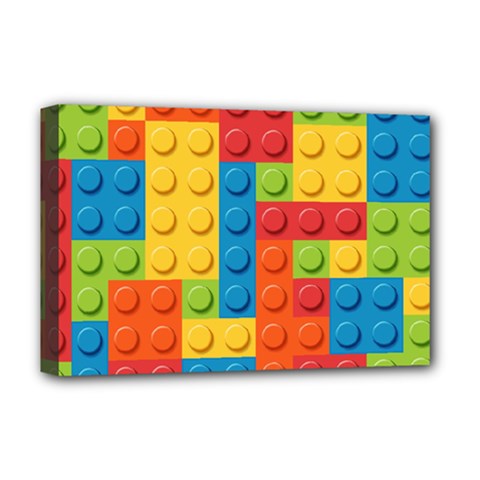 Lego Bricks, Colorful Dots Background Deluxe Canvas 18  x 12  (Stretched) from ArtsNow.com