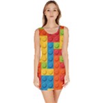 Lego Bricks, Colorful Dots Background Bodycon Dress