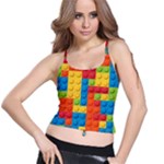 Lego Bricks, Colorful Dots Background Spaghetti Strap Bra Top