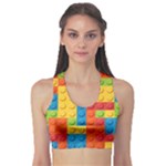 Lego Bricks, Colorful Dots Background Fitness Sports Bra