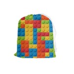 Lego Bricks, Colorful Dots Background Drawstring Pouch (Large)