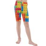 Lego Bricks, Colorful Dots Background Kids  Mid Length Swim Shorts