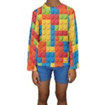 Lego Bricks, Colorful Dots Background Kids  Long Sleeve Swimwear