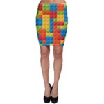 Lego Bricks, Colorful Dots Background Bodycon Skirt