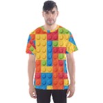 Lego Bricks, Colorful Dots Background Men s Sport Mesh T-Shirt